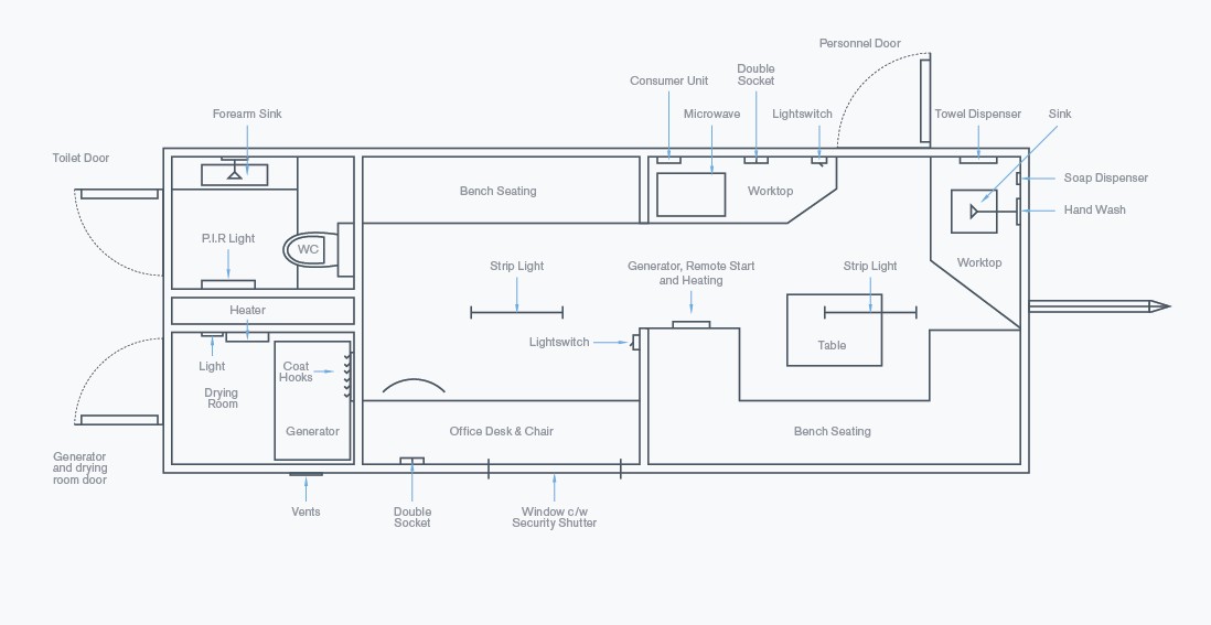 Big space welfare unit interior layout